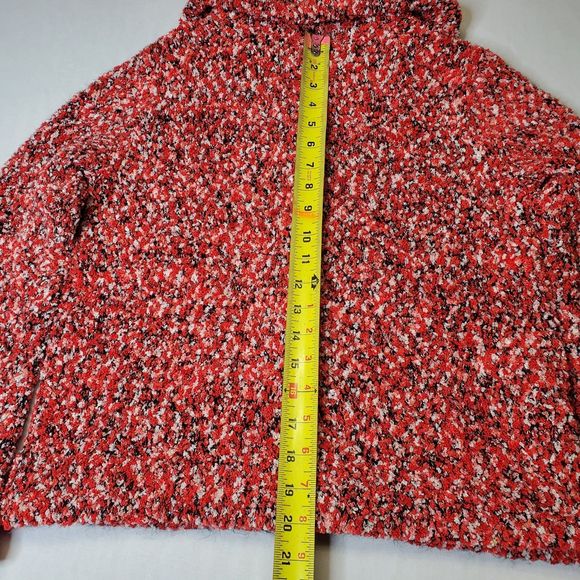 EVAN PICONE Mouline Sweater Knit Cardigan Chunky Collar Red Button Up Womens MED - Picture 9 of 12